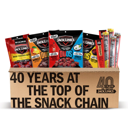 Jack Link’s DUOs Gift Box – Includes Beef Jerky, Chicken & Tender Bites, & Sticks, Great Protein Gifts for Dad, Men or Meat Lovers, Ideal for Holidays & More – 11-Piece Beast Snack Variety Pack