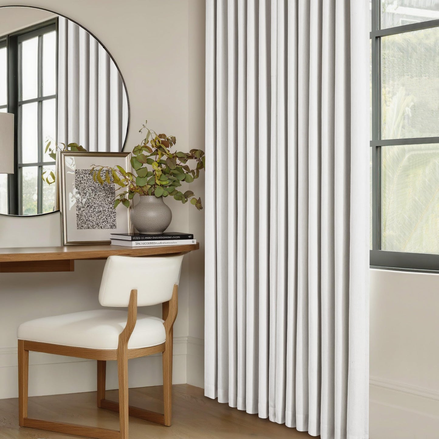 102 Inch 100% Blackout Linen Pleated Curtain 60 Inch Wide 1 Panel for Living Room Pinch Pleat Back Tab Black Out Drapes Memory Shape Heat Reducing 2 Layer Curtain Bedroom Sliding Door 102 Inches Long