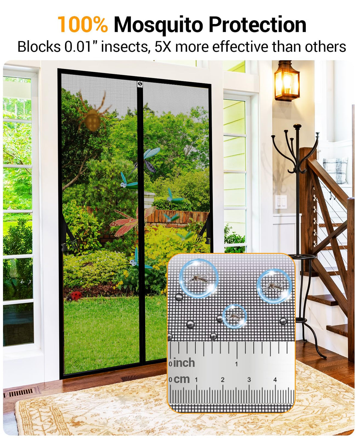 SOLODOTO Magnetic Screen Door For 36" x 82" Door– Military-Grade Fiberglass Screen Door Mesh, 10X More Durable, 4X Stronger Door Screen Magnetic Closure, 2X Stronger 3M Adhesive, Hands-Free, Bug-Proof