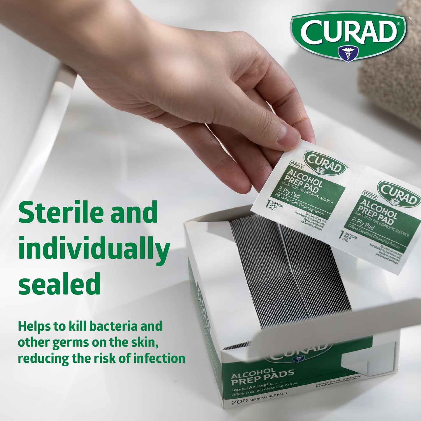 CURAD XL - Sterile Alcohol Prep Pad, 4" x 5.5", Multi-purpose cleaning Action, 48/Box, Carton of 3