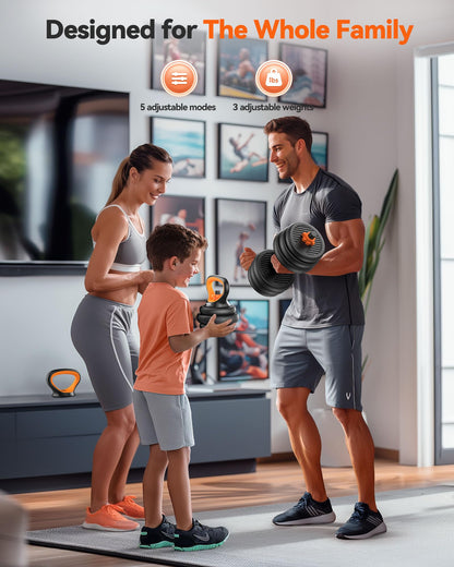 FEIERDUN Adjustable Dumbbells, 20lbs Free Weight Set with Connector, 4 in1 Dumbbells Set Used as Barbell, Kettlebells, Push up Stand, Fitness Exercises for Home Gym Suitable Men/Women