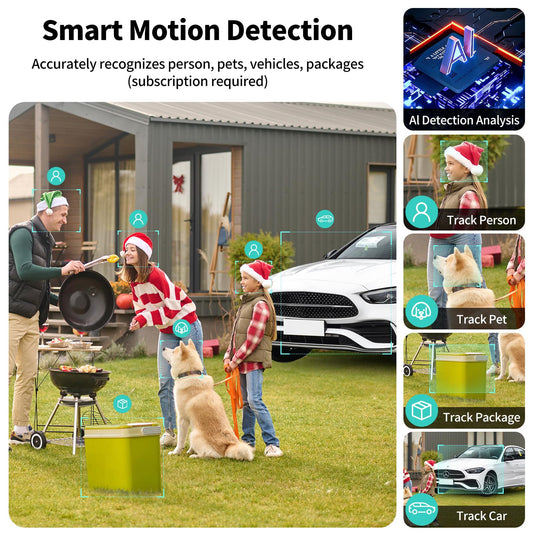 Security Cameras Wireless Outdoor,2K Indoor WiFi Wireless Cameras,Outside Battery Powered Camera for Home Security,AI Motion Detection,Color Night Vision,Spotlight,Siren Alarm,SD/Cloud Storage,2 Pack