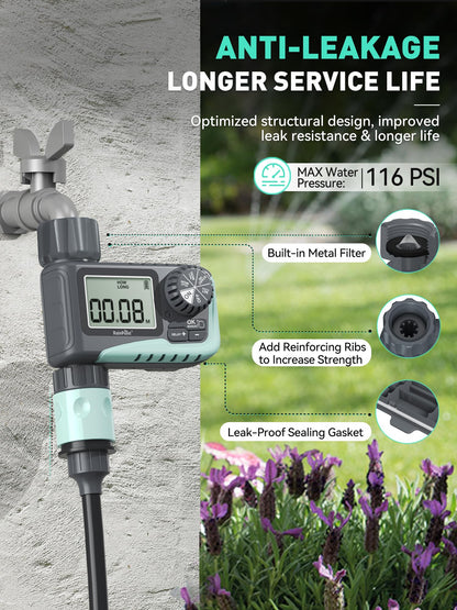 RAINPOINT Sprinkler Timer, Programmable Water Timer for Garden Hose, Outdoor Soaker Hose Timer with Rain Delay/Manual/Automatic Watering System, Digital Irrigation Timer for Yard, Lawn, 1 Outlet