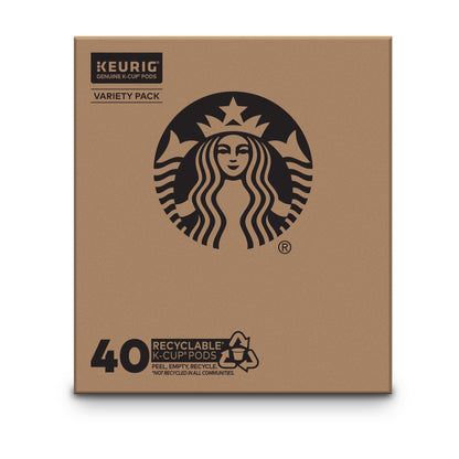 Starbucks K-Cup Coffee Pods—Starbucks Blonde, Medium & Dark Roast Coffee—Variety Pack for Keurig Brewers—100% Arabica—1 box (40 pods total)