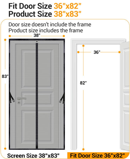 SOLODOTO Magnetic Screen Door For 36" x 82" Door– Military-Grade Fiberglass Screen Door Mesh, 10X More Durable, 4X Stronger Door Screen Magnetic Closure, 2X Stronger 3M Adhesive, Hands-Free, Bug-Proof