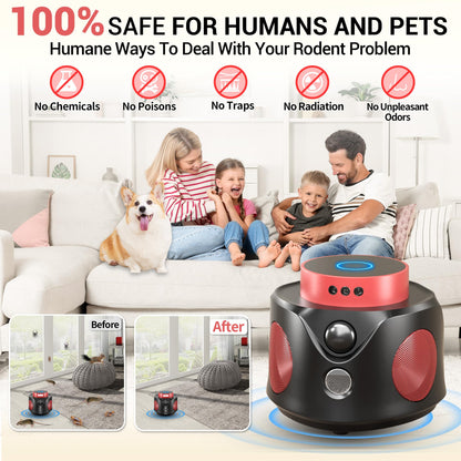 Mouse Repellent Ultrasonic Plug in, Mice Repellent Indoor Ultrasonic Pest Repeller 2025 Upgraded, 360° Ultrasonic Rodent Repellent with PIR Sensor & LED Strobe Light for Indoor