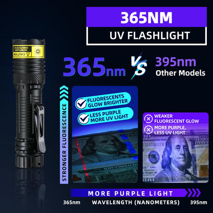 DARKBEAM 365nm UV Flashlight Black Light, Mini but Powerful Blacklight USB- C Rechargeable, Focusable Woods Lamp Water Resistant, Detector for Pet Urine, AC Leak Detection, Curing Resin