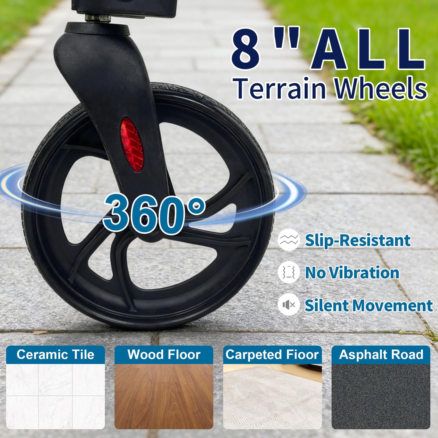 Premium 3 Wheel Rollator Walker for Seniors, Lightweight Foldable Elderly Three Wheeled Rollator with Storage Bag, Aluminum Mobility Aid Rolling Walker