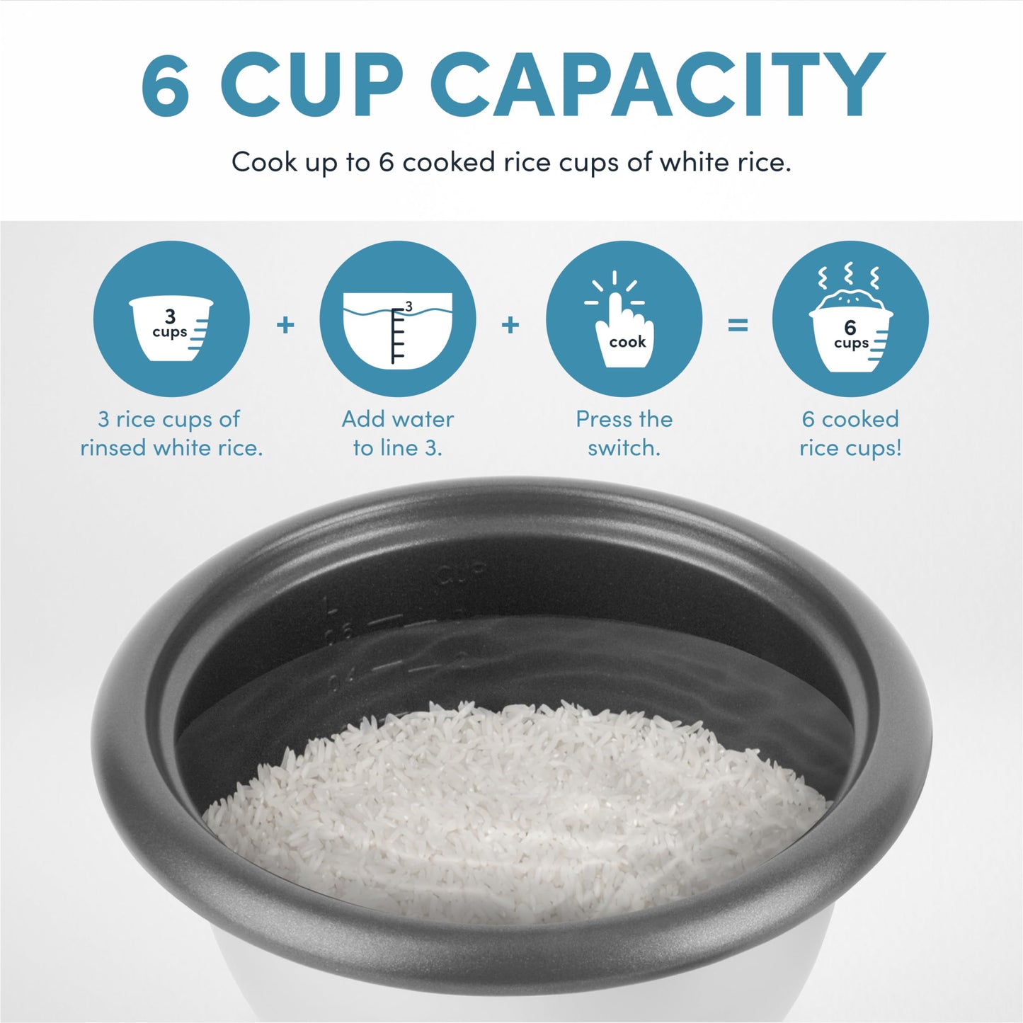 Aroma Housewares 6-Cup (Cooked) Pot-Style Rice Cooker and Food Steamer, Black ARC-743-1NGB