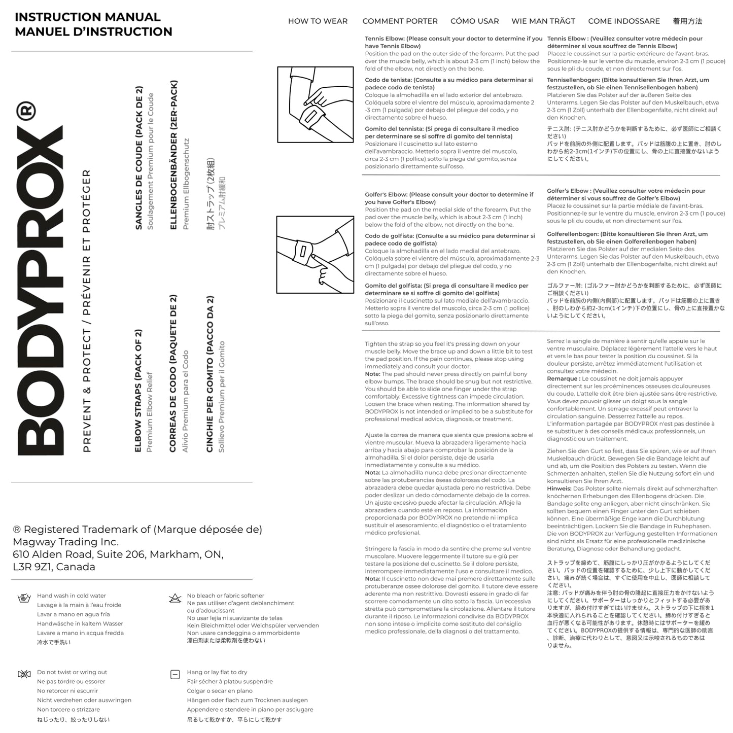 Bodyprox Elbow Brace 2 Pack for Tennis & Golfer's Elbow Pain Relief