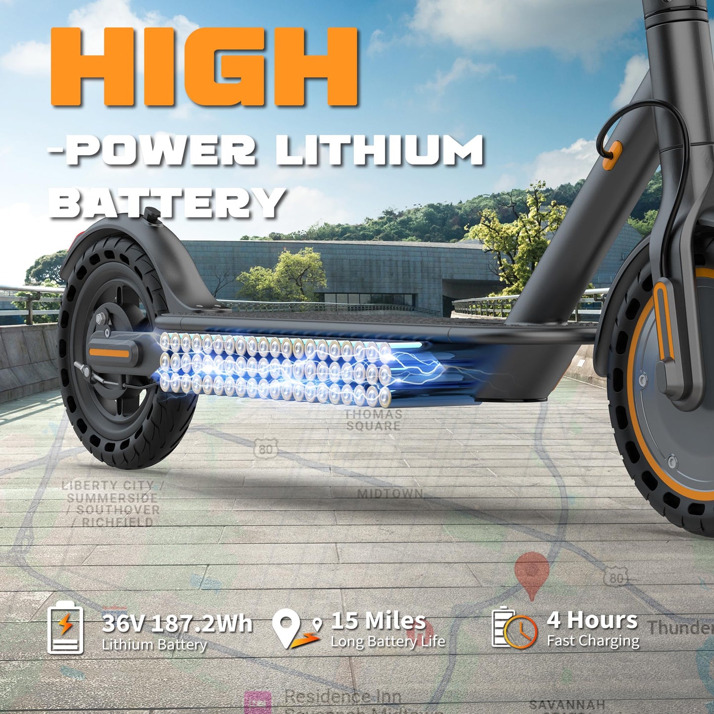 VOLPAM Electric Scooter, 350W/500W Powerful Motor, 8.5"/10" Solid Tires, 19/22Mph, 28/23/21/16 Miles Max Range, Dual Braking