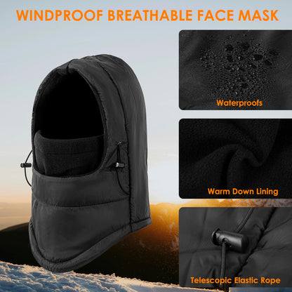 Balaclava Ski Mask Fleece Lining Windproof Warm Adjustable Thermal Winter Cold Weather Face Mask for Men Women White