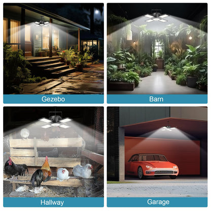 INXPHY Solar Shed Light Outdoor Indoor, Upgrade 6500K 1200Lumen 174 LEDs Motion Sensor Pendant Light, 120°Adjustable 4+1 Solar Powered Lights Camping Plants Garage Waterproof Remote & Timer
