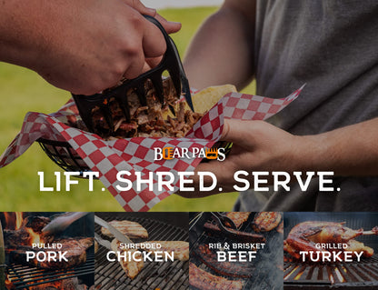 Bear Paws Meat Claws - The Original BBQ Meat Shredder Claws for Pulled Pork, USA Made - Easily Lift, Shred, Pull and Serve Pork, Chicken, Brisket and Turkey - Valentine’s Day Gifts for Men (Black)