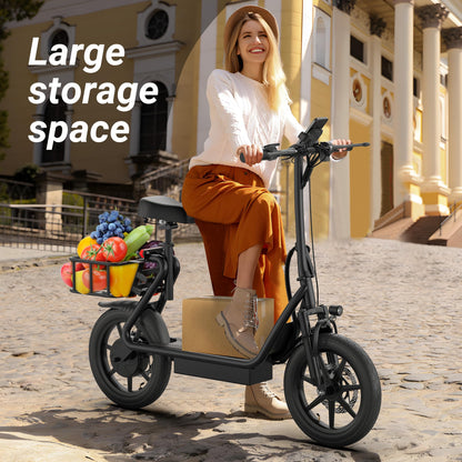 NAVIC T1PRO Electric Scooter,Electric Scooter with Seat,Max 49 Miles Ranges,Top Speed 22 mph,750W Peak Motor for Pets,Cargo with Back Basket