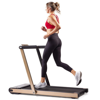 Sunny Health & Fitness Asuna Space Saving Treadmill, Motorized with Speakers for AUX Audio Connection - 8730G