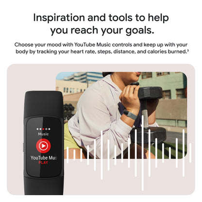 Fitbit Charge 6 Fitness Tracker with Google Apps - Heart Rate on Exercise Equipment - 3-Month Google Health Premium Membership Included - Health Tools - Obsidian/Black - Small&Large Bands Included