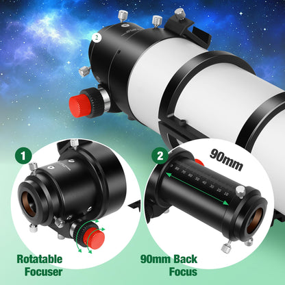 MEEZAA Telescope, 80ED F7.5 Telescope OTA, Extra Low Dispersion Achromatic Refractor Tube, Compact and Portable Optical Tube for Astrophotography and Visul Astronomy