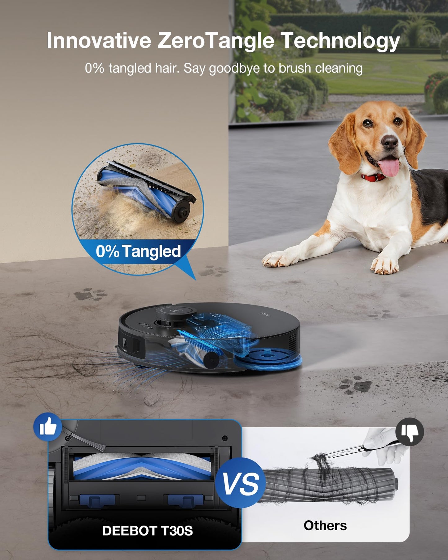 ECOVACS DEEBOT T30S Robot Vacuum and Mop, 11000Pa, ZeroTangle Technology, TruEdge Adaptive Edge Mopping, Hot Water Washing, Self-Emptying, Self Refilling, Auto-Mop Lifting, Obstacle Avoidance