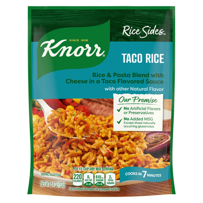 Knorr Rice Sides Taco Rice For a Tasty Rice Side Dish No Artificial Flavors or Preservatives, No Added MSG 5.4 oz