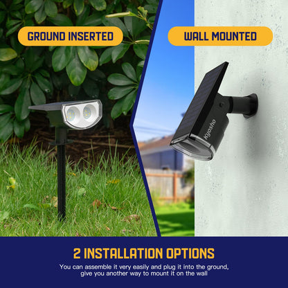 Kyosho Solar Color Spot Lights Outdoor, 9 Lighting Modes Halloween Christmas Lights, 38 LEDs Color Changing Waterproof RGBW Multicolor Tree Pool Solar Spotlight, 2 Pack