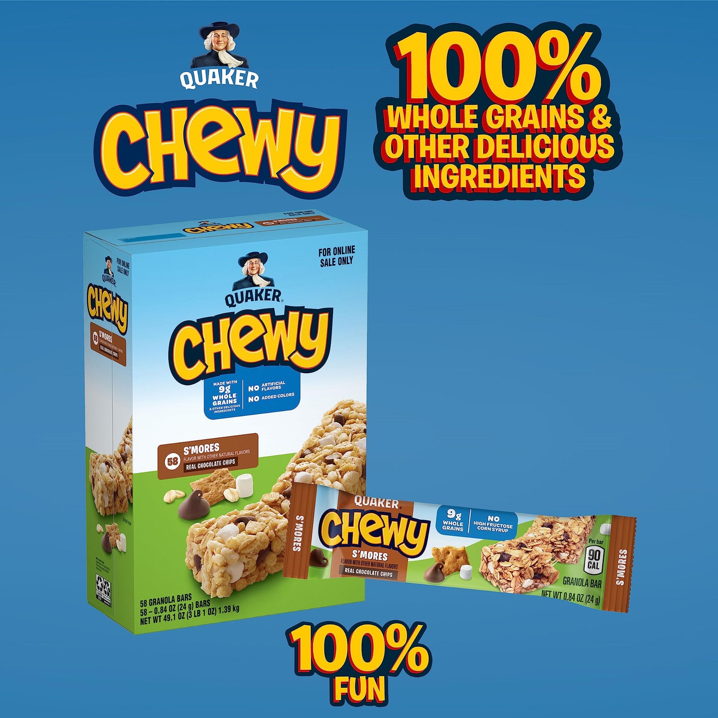 Quaker Chewy Granola Bars, S'mores, 58 Count