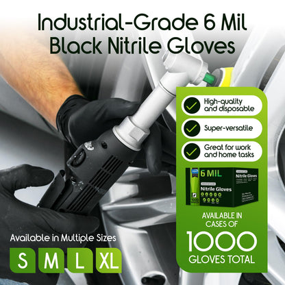 Inspire HEAVY DUTY 6Mil ORIGINAL Quality Stretch Nitrile Gloves Black Disposable Latex Free | Food, Industrial, Mechanic Tattoo (6Mil Black, Medium)
