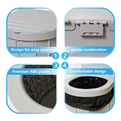 ILZAR Portable Toilet for Adults，Extra Large Camping Toilets Portable with Lid, Folding Portable Toilet for Camping, Portable Potty for Adults with Trash Bag, Foldable Outdoor Toilet, Gray