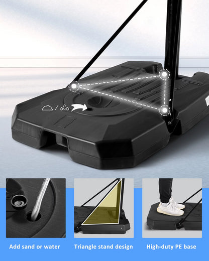 Portable Basketball Hoop Goal Basketball Hoop System Height Adjustable 7 ft. 6 in..10 ft. with 44 inch Indoor Outdoor PVC Backboard Material