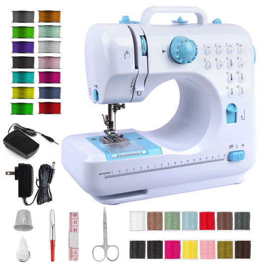 PLUSBRAVO Sewing Machine for Beginner Multi-Functional Portable Machine with 12 Built-in Stitches,