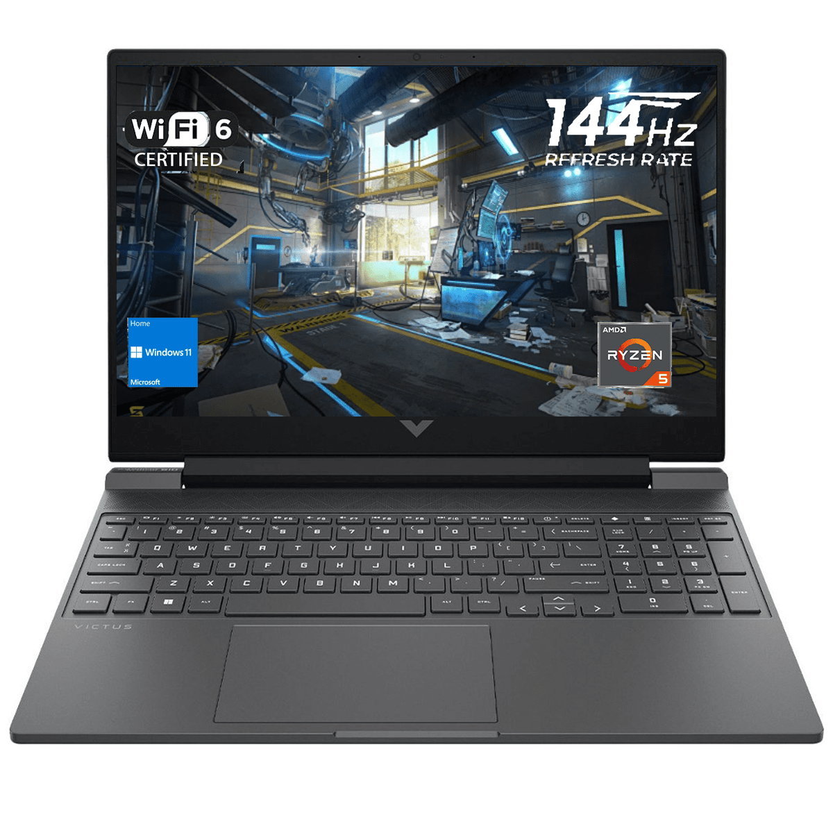 HP Victus Gaming Laptop, 15.6 FHD 144Hz Display, Ryzen 5 7535HS, AMD Radeon RX 6550M, 16GB DDR5 RAM, 512GB SSD, Wi-Fi 6, Backlit KB, Windows 11 Home