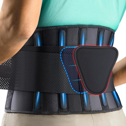 FEATOL Back Brace Support Belt-Lumbar Support Back Brace for Back Pain, Sciatica, Scoliosis, Herniated Disc Adjustable Support Straps-Lower Back Brace with Removable Lumbar Pad for Men & Women