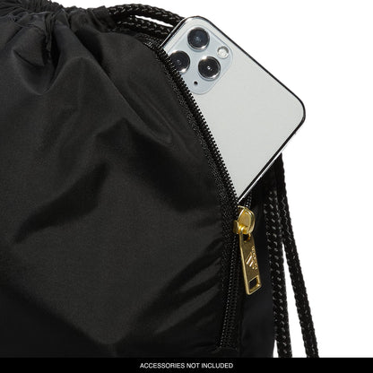 adidas Ready Sackpack, Drawstring Backpack for Women and Men, Lightweight Small Gym Bag, Black/Gold Metallic, One Size
