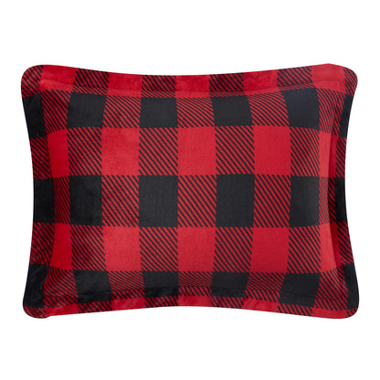 Amazon Basics 3 Piece Bedding Set, Micromink Sherpa, Ultra-Soft, Warm All Season Comforter, Full/Queen, Red Buffalo Plaid