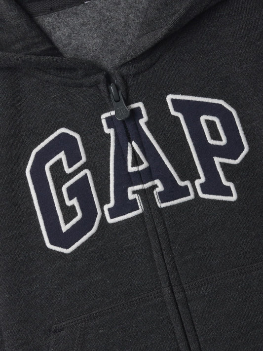 GAP-Baby Boys Playtime-Favorites Logo Full Zip Hoodie Hooded Sweatshirt Charcoal Hthr Grey 6-12M
