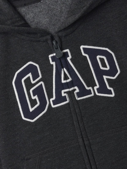 GAP-Baby Boys Playtime-Favorites Logo Full Zip Hoodie Hooded Sweatshirt Charcoal Hthr Grey 6-12M