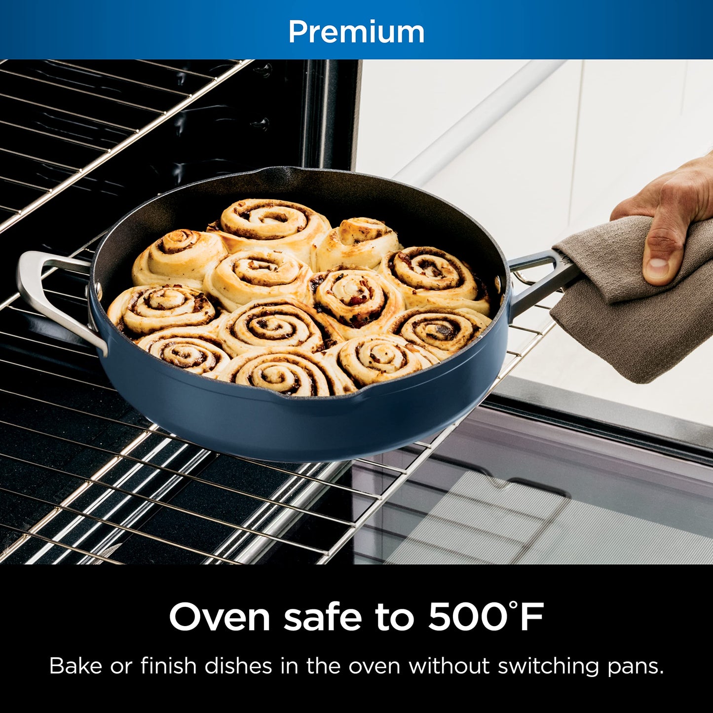 Ninja, Cookware, Steamer, Strainer Basket, Glass Lid and Spatula, Foodi NeverStick PossiblePan, Premium Set with 4-Quart Capacity Pan, Nonstick, Durable, Oven Safe Cookware, Cherry Tart, CW102BL