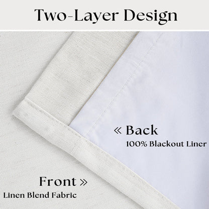 102 Inch 100% Blackout Linen Pleated Curtain 60 Inch Wide 1 Panel for Living Room Pinch Pleat Back Tab Black Out Drapes Memory Shape Heat Reducing 2 Layer Curtain Bedroom Sliding Door 102 Inches Long
