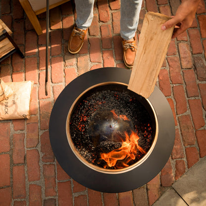 TIKI 25-Inch Smokeless Patio Fire Pit, Wood Burning with Removable Ash Pan & Weather-Resistant Cover, Modern Black Design – Ideal Outdoor Smokeless Fire Pit for Backyard & Patio