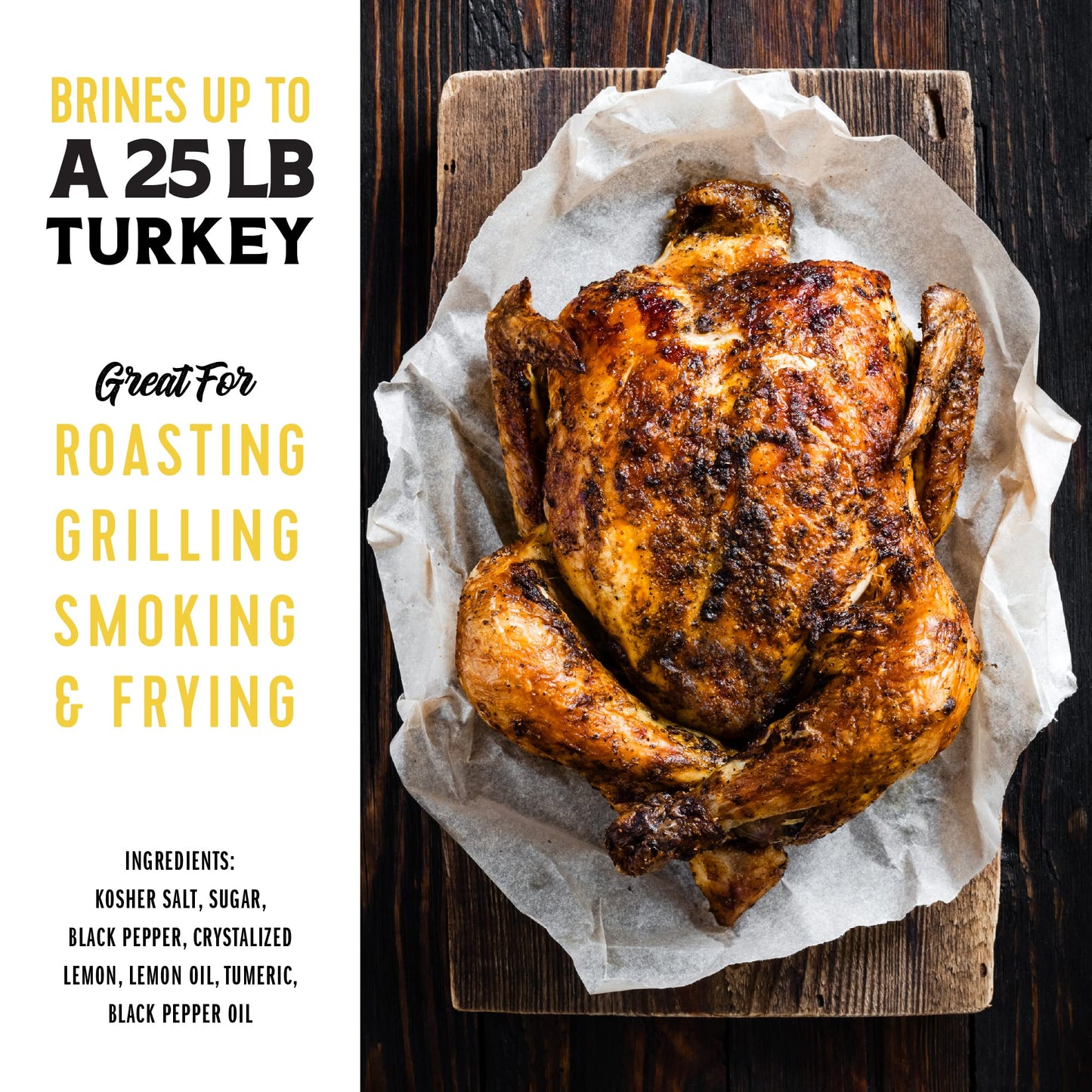 Fire & Flavor Lemon Pepper Turkey Perfect Brine - Turkey Brine Kit with Bag for Roasting, Grilling, Smoking, and Frying - Brining Seasonings for Cooking and Turkey Brine Bag - Turkey Brine and Rub Kit