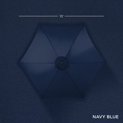 Best Choice Products 10ft Outdoor Steel Polyester Market Patio Umbrella w/Crank, Easy Push Button, Tilt, Table Compatible - Navy Blue