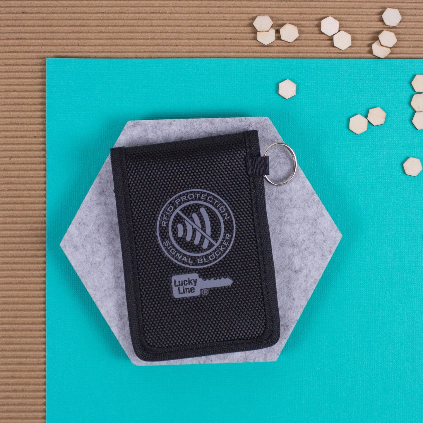 Lucky Line RFID Signal Blocking Key Hider Pouch Wallet with Adhesive & Velcro, Anti-Theft Storage Key FOB Battery Saver Credit Card Identity Protection (91801)