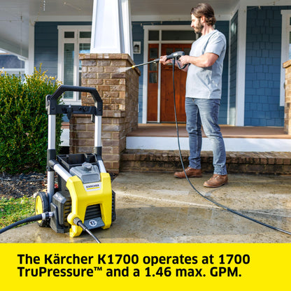 Karcher Pressure Washer K1700, Max 2125 PSI, 3 Spray Nozzles, Detergent Tank, For Cars, Driveways, Siding, Patios, 1.46 max. GPM