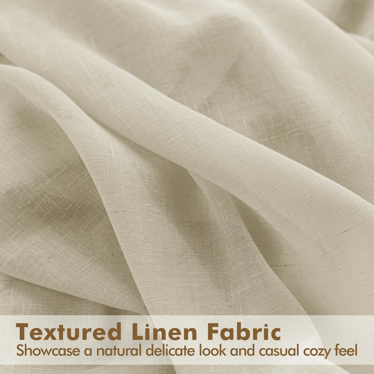 HolidayIdeas Sheer Outdoor Curtains-4 Panels Natural Linen Sheer Curtains Waterproof Privacy, Semi Voile Drapes for Porch, Pavilion, Garden, Lawn, Corridor, Sun Room Decor, W 54 x L 108 inch Long