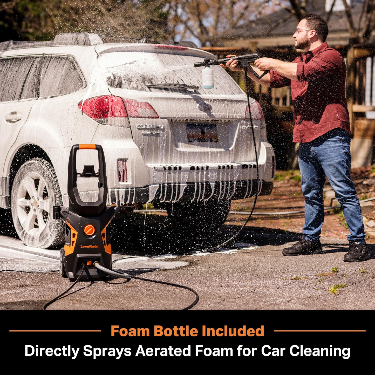 LawnMaster Electric Pressure Washer with Detergent Bottle