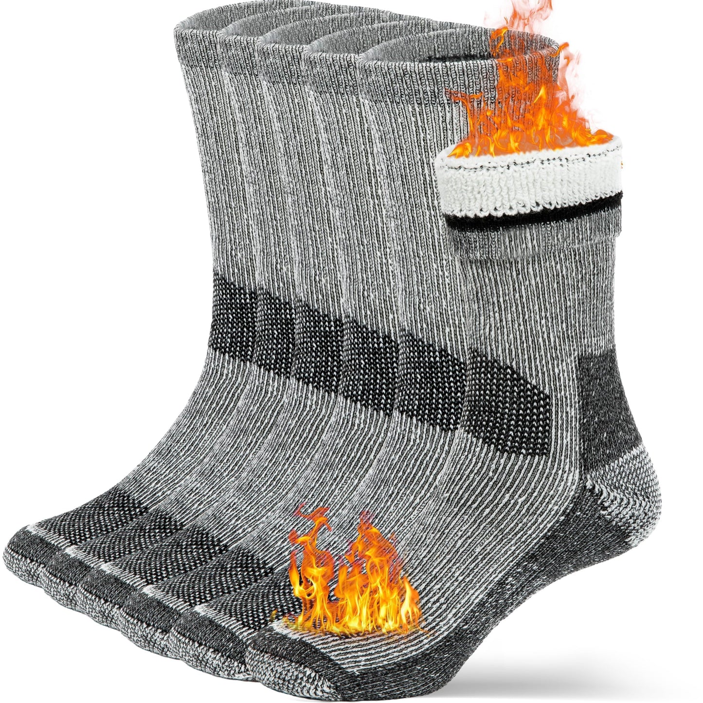 Buttons & Pleats Wool Socks for Men Women Merino Thermal Warm Cozy Winter Fuzzy Boot Sock Charcoal ML