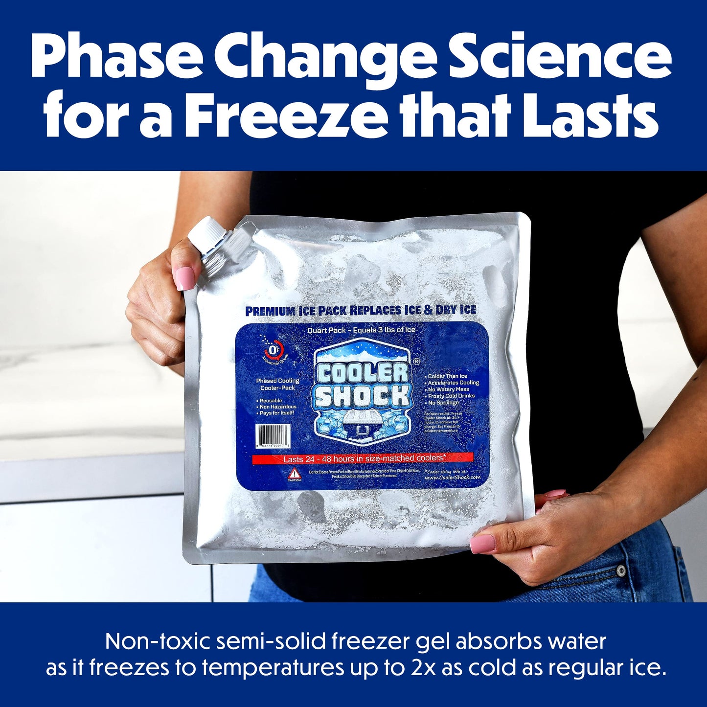 Cooler Shock Ice Packs for Cooler - Long Lasting Reusable Freezer Packs for Coolers - Cooler Ice Packs for Camping Gear, Fishing, Road Trips, Beach Must Haves, Medium