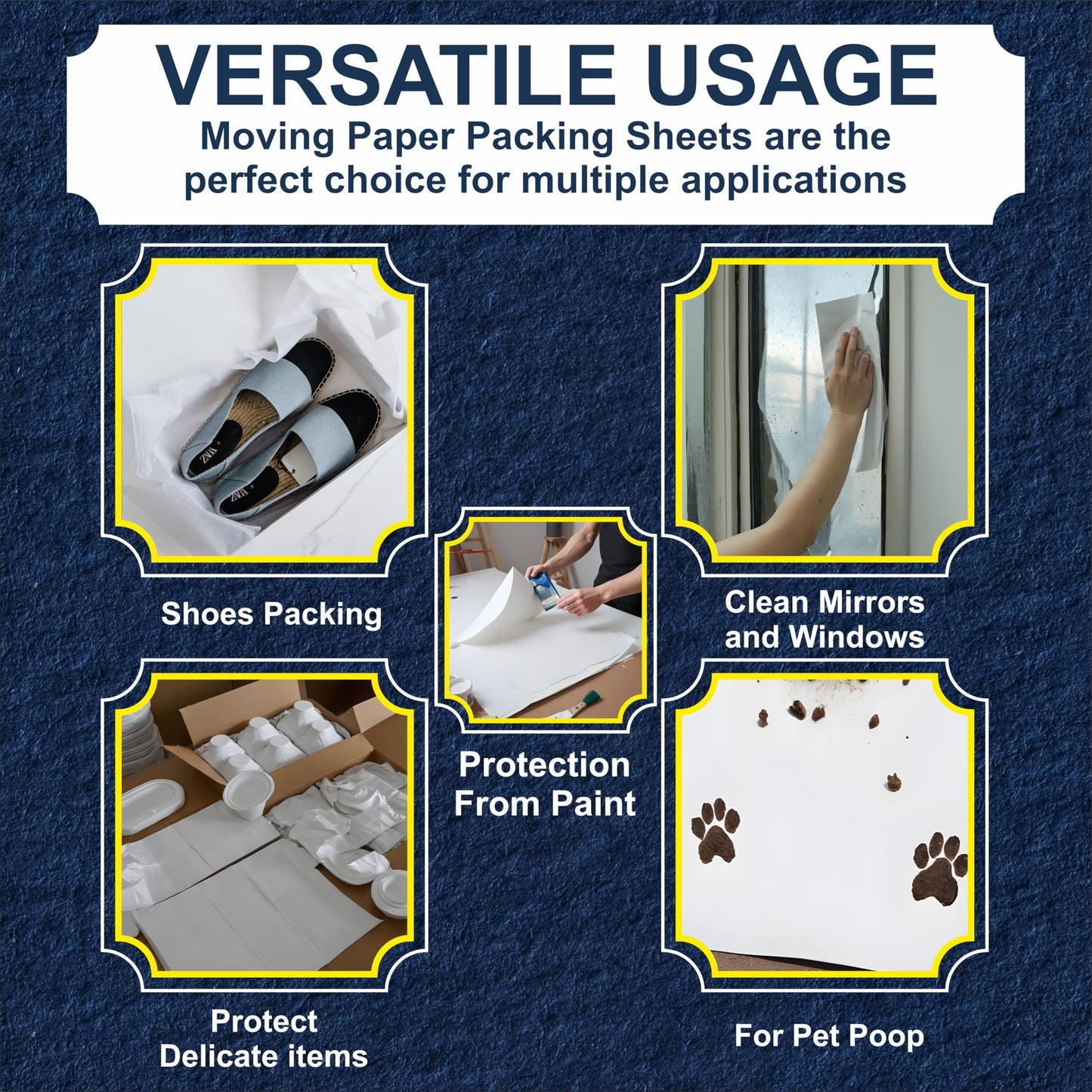 13"x12" 100 Sheets White Packing Paper Sheets for Moving Supplies, Protecting Fragile China and Glasses,Small Wrapping Paper for Shipping and Moving Box Filler