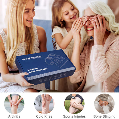 KingPavonini Cordless Knee Massager for Pain Relief, Newly 4 Motors Vibration, 5 Heat Levels, 6 Massage Modes, Knee Heating Pad for Knee Pain, Heated Knee Massager Brace, for Mom Dad (Blue 2.0)