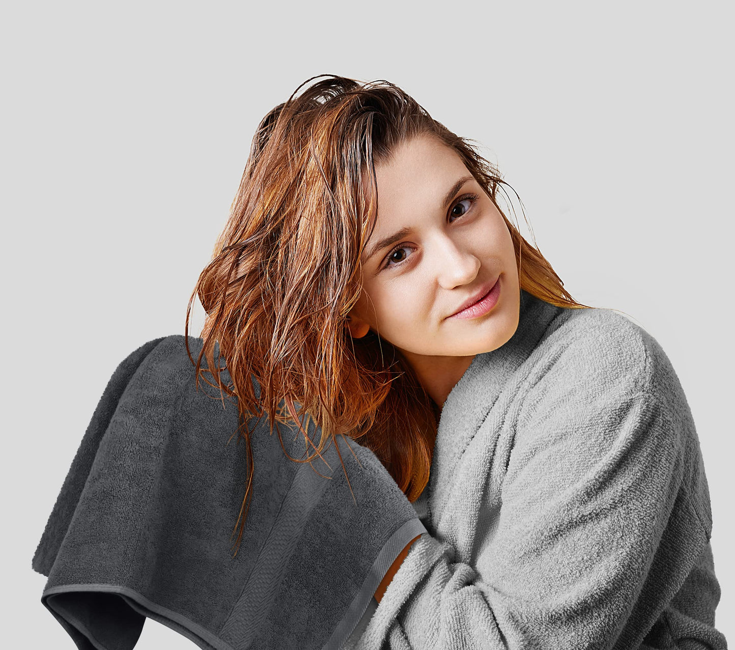 Utopia Towels 8 Piece Premium Towel Set, 2 Bath, 2 Hand, and 4 Wash Cloths, 600 GSM 100% Ring Spun Cotton, Highly Absorbent Towels for Bathroom, Gym, Hotel, and Spa, Grey